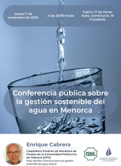 CONFERENCIA SOBRE LA GESTIÓN SOSTENIBLE DEL AGUA EN MENORCA.